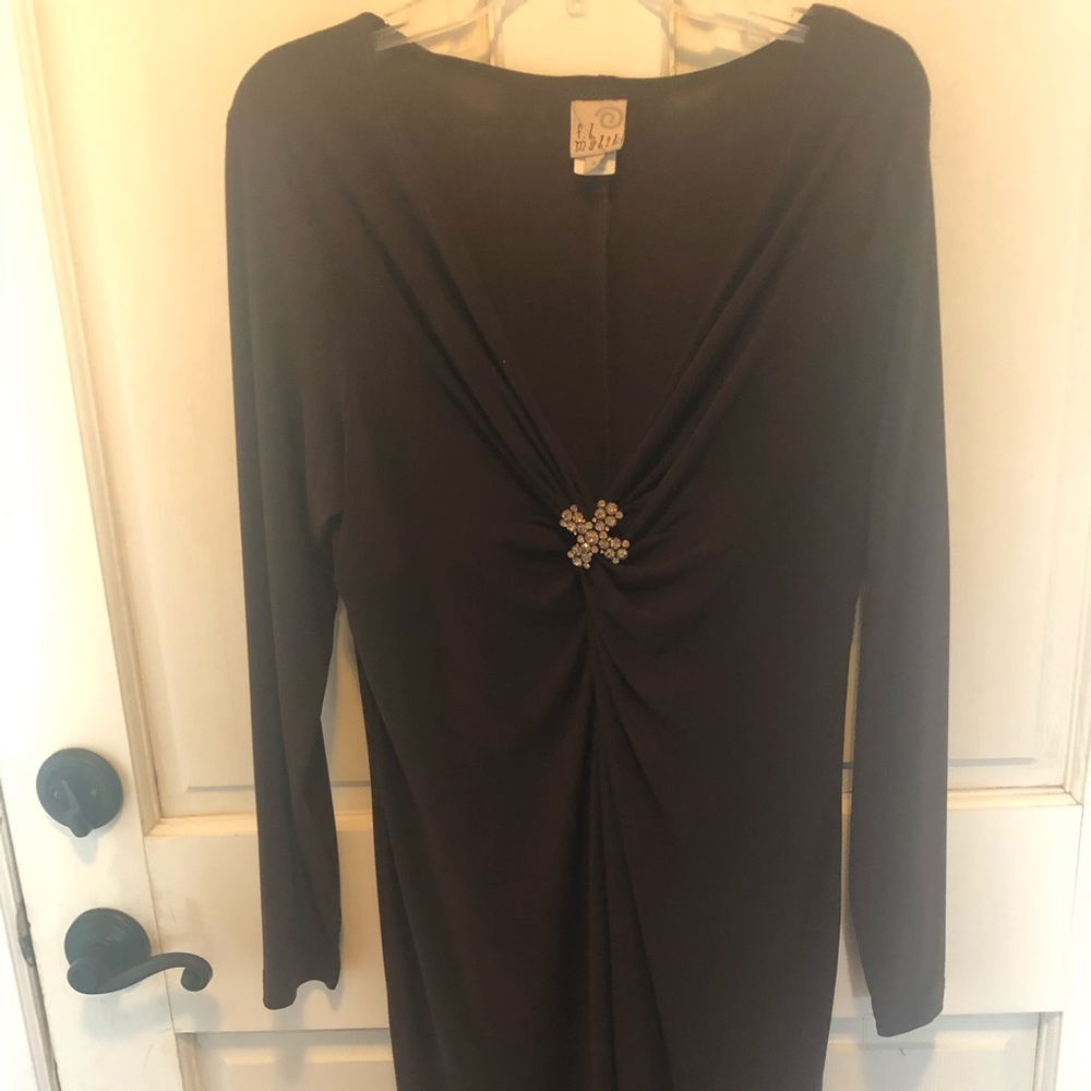 M.L. Malik Brown Dress with Crystals
